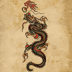 orient dragon. Want to do this! DM for info.                                  #traditional_tattoo #boldwillhold #tatuering #södermalm #eurotradtattoo #bright_and_bold #oldlines #tradwork #oldworkers #刺青 