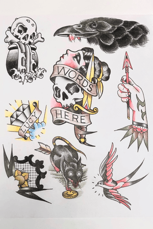 1 of 2 Neo-Traditional Tattoo Flash Sheetsby @Bo_Brymer