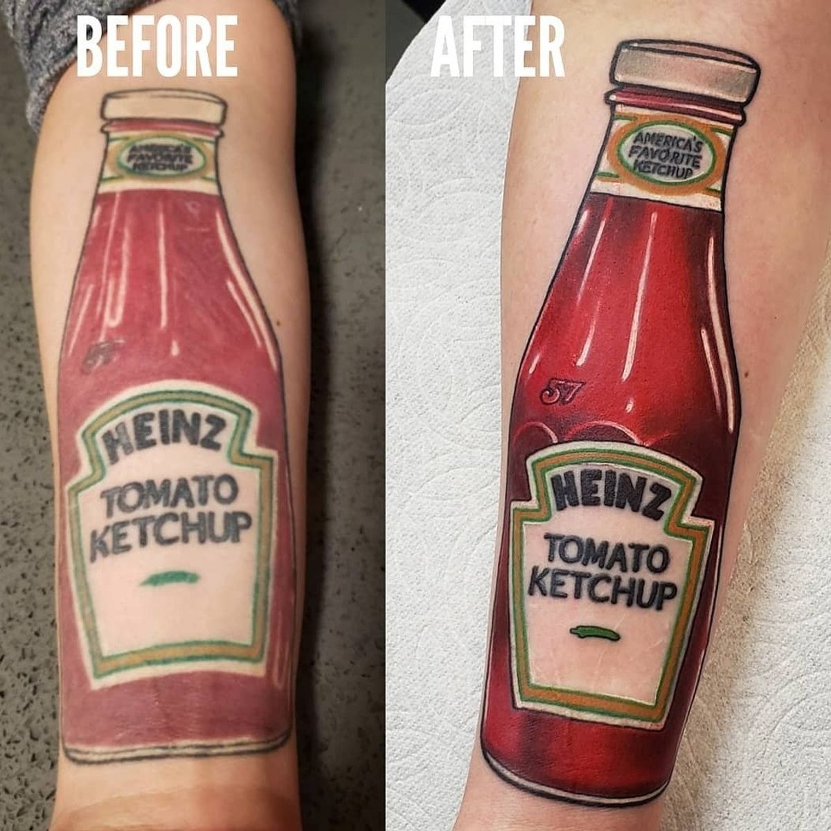 Tattoo uploaded by Travis Broyles • Fixed this ketchup bottle up. She