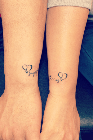 couple mini lettering tattoo
