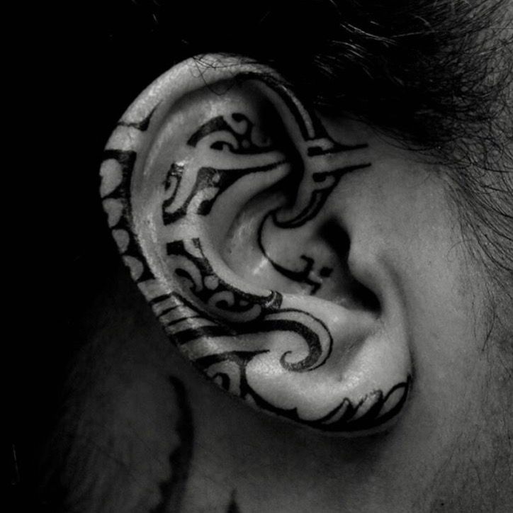 Grem Linh on Instagram Ear tattoo for feelssideb 12 Definitely  want to do more Click link in bio to book      blackworktattoo  finelinetattoo