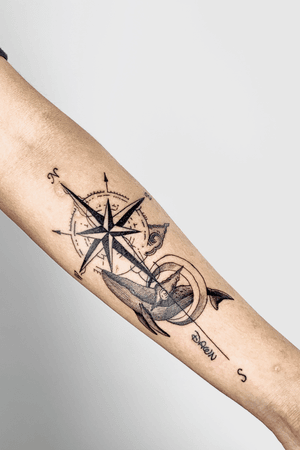 arm man whale tattoo