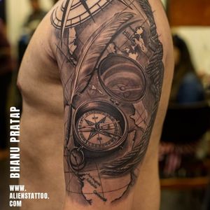 Compass Tattoo by Bhanu Pratap At Aliens Tattoo India.