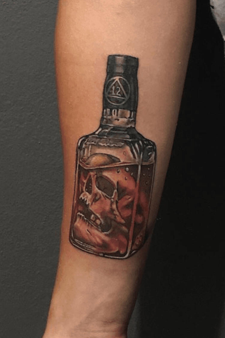 Black Line Tattoo of a Bottle Stock Vector  Illustration of whisky alcohol  180368939