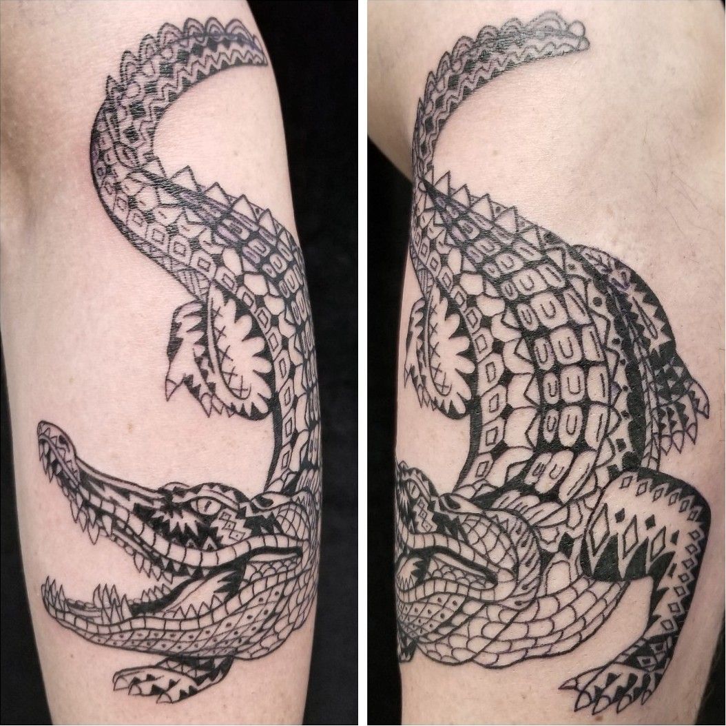 Tattoo uploaded by Overlord Tattoo Studio  Dont taunt the alligator  until after youve crossed the creek Dan Rather tribal alligatortattoo  done with crowncartridges by kingpintattoosupply polinesiantattoo  florida tattoo tattoos 
