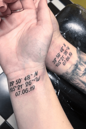 Couple tattoos #coordinates #coupletattoos 