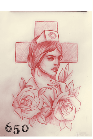 #nurse #roses #cross #neo #traditional #Flash