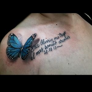 Otro de ayer.. #tattoo #inked #ink  #frase #mariposa #butterfly #butterflytattoo #mariposatattoo #luchotattoo #luchotattooer #pergamino 