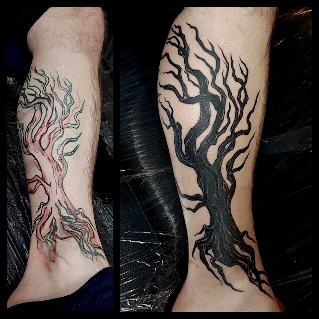 Tattoo uploaded by caleb brouk  The first session on this freehand tree  Amazed at how well he sat through it all Its definetely a BIG tree  treetattoo backtattoo sidetattoo freehand tree 