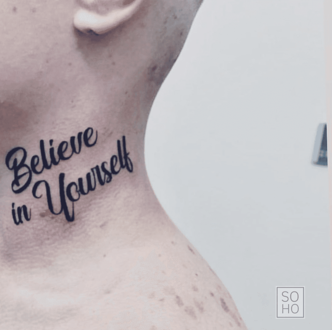 Believe in yourself lettering tattoo handwritten on