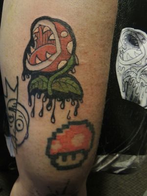 Mario tattoos#sleeve #sleevetattoo #sleeveinprogress  #christchurch #newzealand #color #colourtattoo #tattooart #tattoo #cartoontattoo #80s #classictattoos #classic #mariobros #gamertattoos 