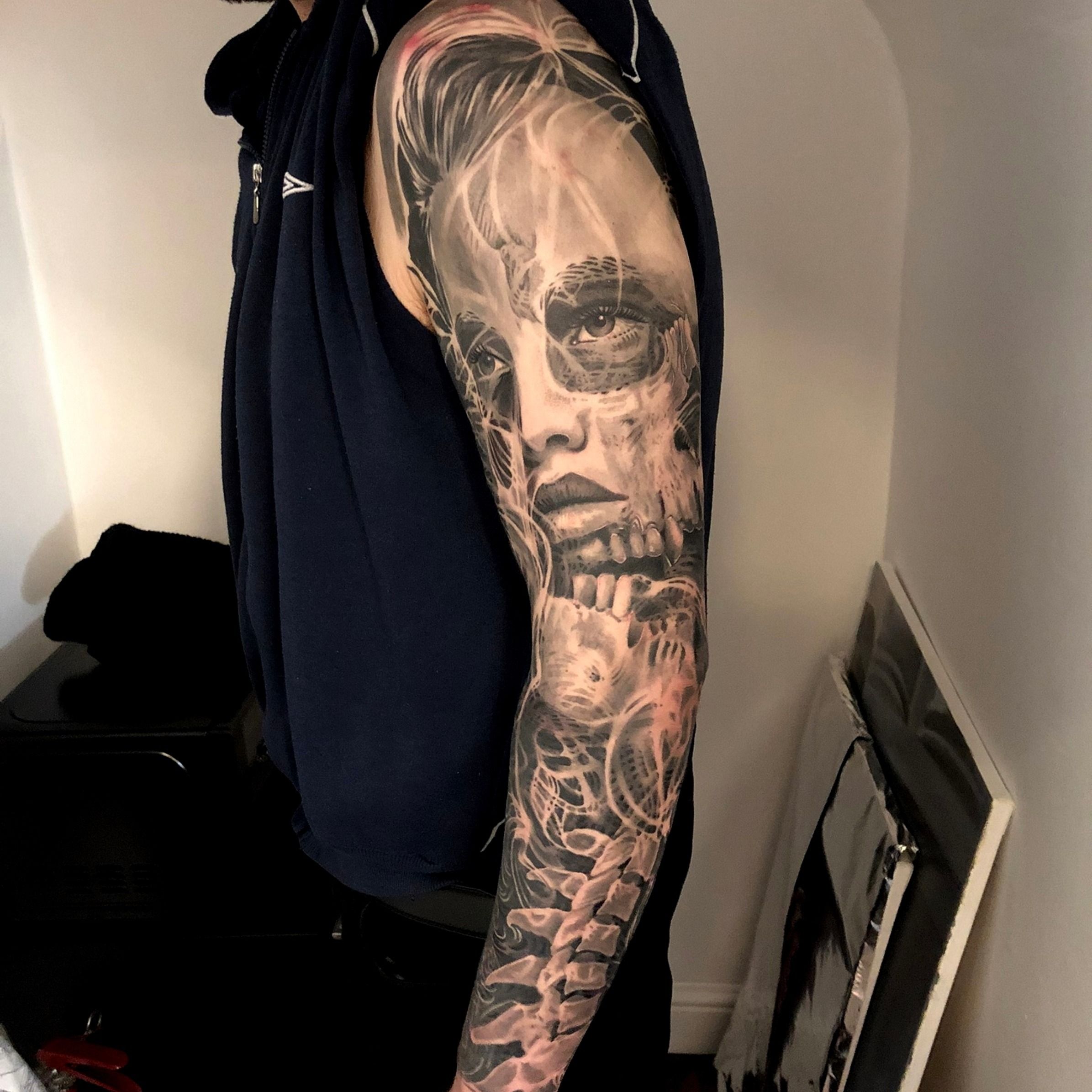 Tattoo uploaded by Alo Loco Tattoo • Portrait of Odin, Viking God of War in  black and grey realism, London, UK