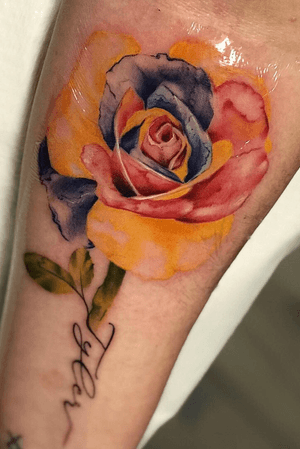 Rose with name stem, this rose specifically was designed for my client to represent autism awareness with the primary colors of red, yellow and blue❤️💛💙