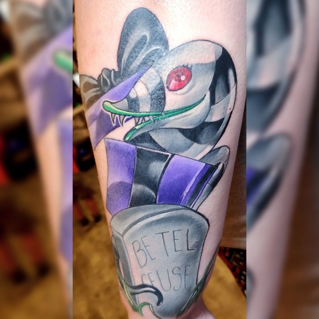 Tattoo uploaded by Tasha Grey • Beetlejuice Sand Worm in a gift box. Full  color, neo traditional/new school. Part of a Tim burton/cartoon sleeve •  Tattoodo
