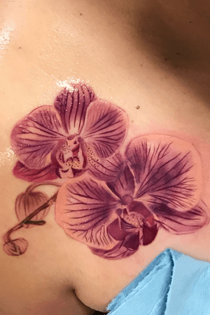 #Orchid cover up, I did orchids on both shoulders to cover up some previous 2x2 roses