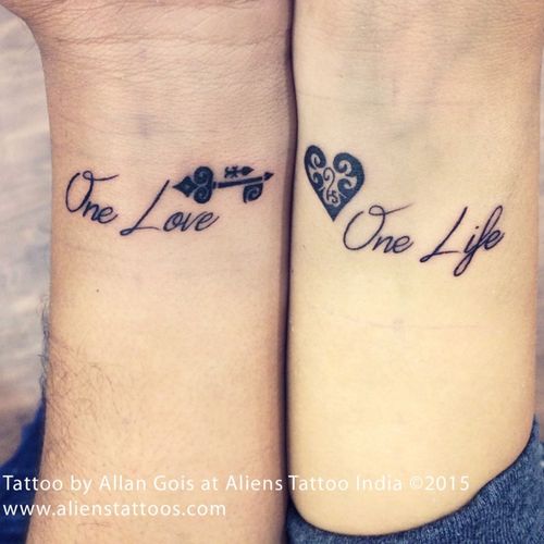 Getting inked together is not only a great bonding experience but it shows your love strong and capable to last.  Check out this amazing tattoo done by Allan Gois At Aliens Tattoo India.