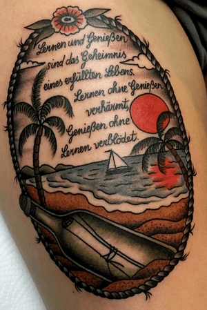 Traditional Tattoo #sea #quote #german #sunset #palmtrees #paradise 