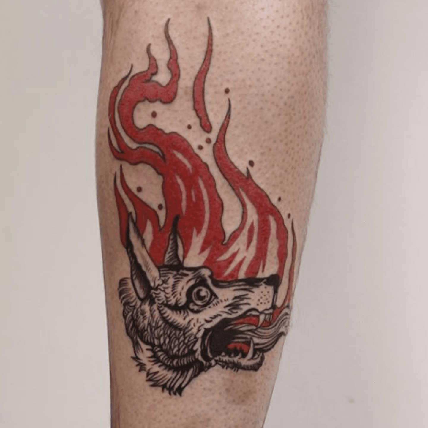 Tattoo uploaded by Dreck 2000 • Wolf tattoo by Dreck 2000 #dreck2000 #fire # wolf #dog #illustrative • Tattoodo