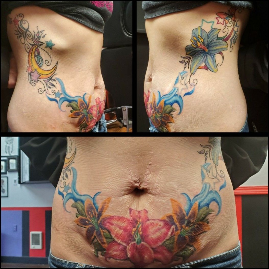 How to cover stretch marks with tattoos on the belly  tattooers