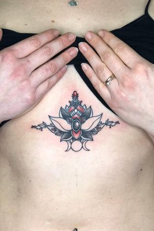 Mandala , lotus tattoo, dotwork tattoo, under boob tattoo, jewelry tattoo
