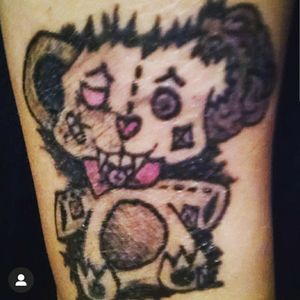 My 4th was pretty spur of the moment but I love it. Zombie vampire teddy bear. My husband free hand drew the design. 