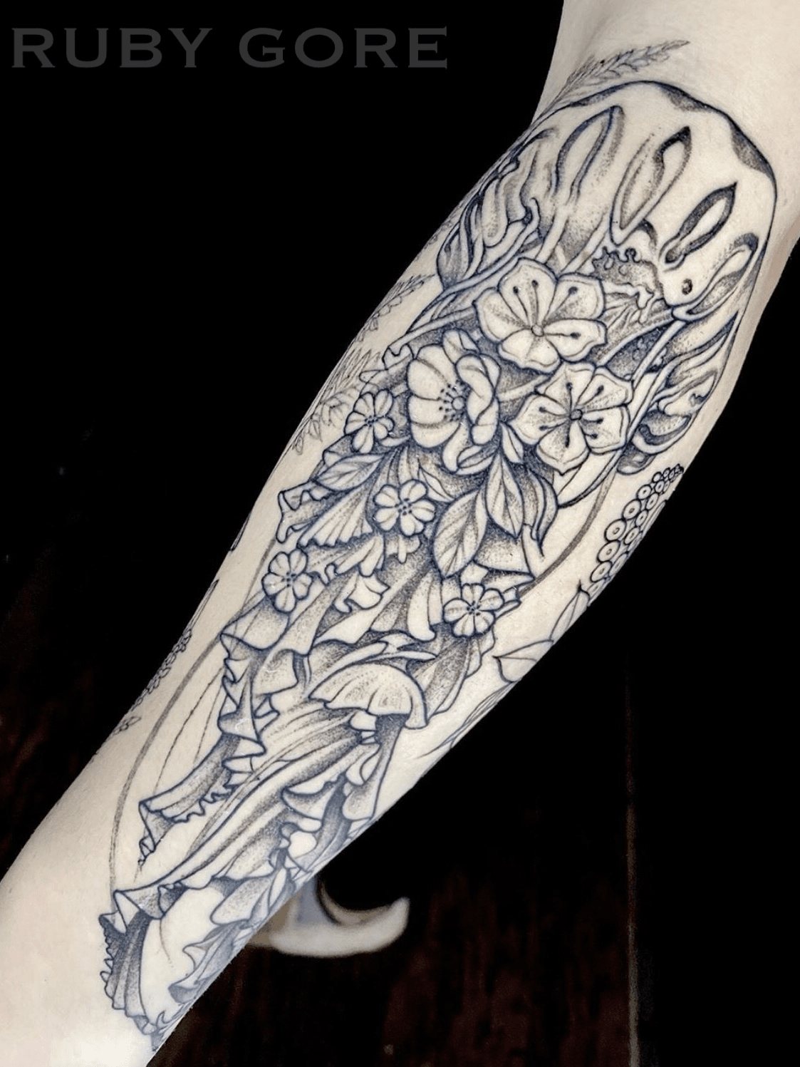 Tattoo uploaded by Ruby Gore • Healed color floral scar cover up  #scarcoverup #etching #cherryblossom #illustrative #linework #fineline # delicate #flower #floral #animal #nature #botanical #realistic #girlytattoo  #idea #design #drawing #sketch http