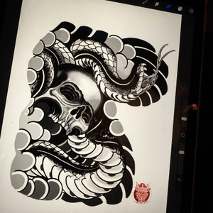 Half sleeve snake and skull design I did in the iPad 💀 🐍