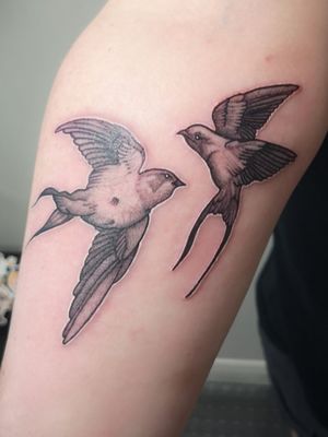 Two swallows designed and inked by Ian Darwood "Egg"