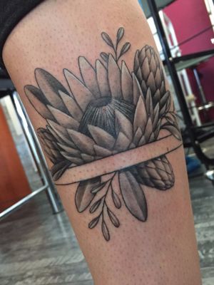 Protea Flower Calf Tattoo