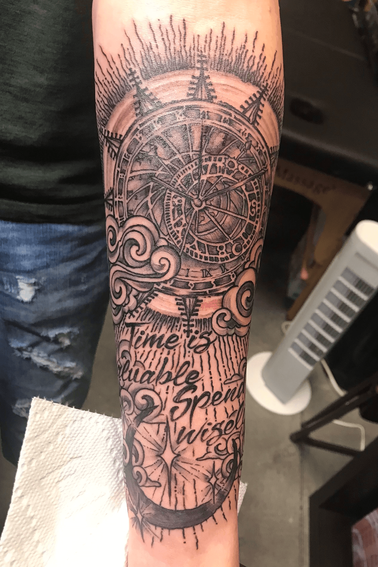 High Society Tattoo Studio  Pragues Astronomical Clock for John An  absolute wonder of design And absolutely challenging to tattoo Two  sittings Inner bicep Thanks John  ianflynn astronomicalclock  highsocietytattoostudio ianflynntattoo 