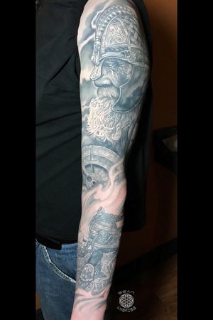 Odin 1 session down; by Dub at Divinity Tattoo in Arizona. (full sleeve  planned this is the first half) : r/tattoos