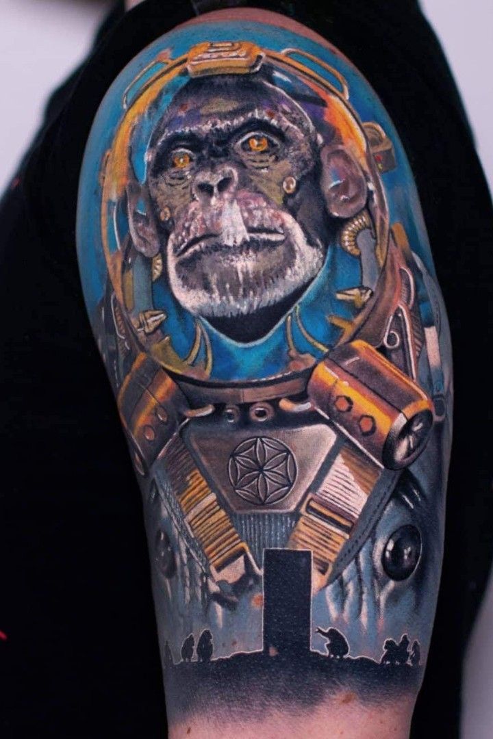 Monkey Astronaut tattoo by Kegan Hawkins  Post 23315