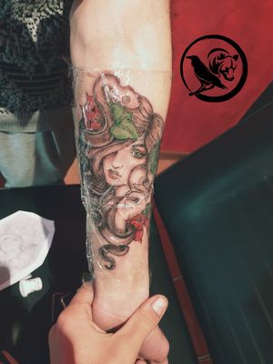 Eva : #tattoo_girl #color_tattoo #apple #snake #girl_face