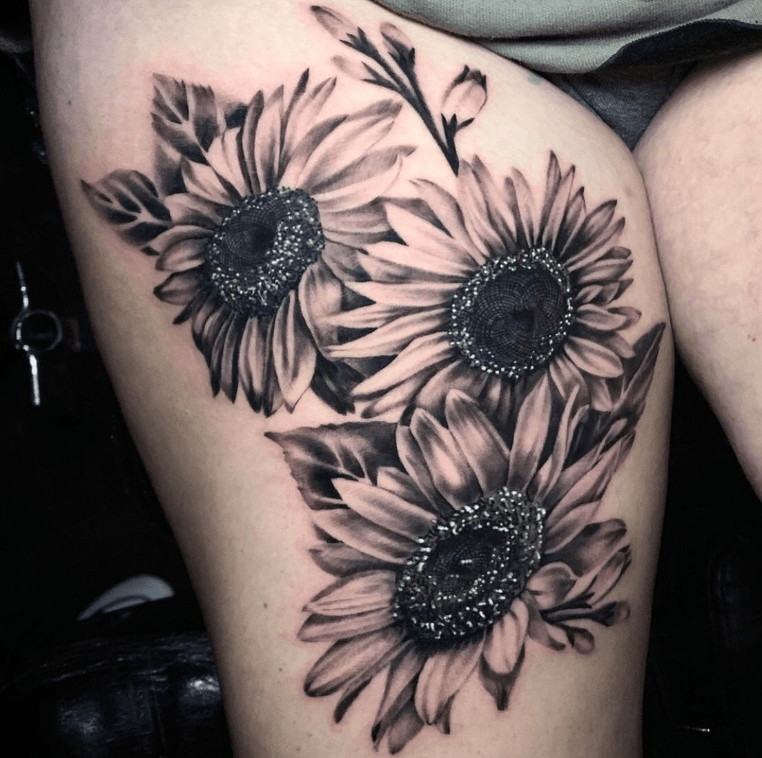 One Life Tattoo Studio  A couple nice sunflowers all healed and settled  Done at One Life Tattoo  Facebook