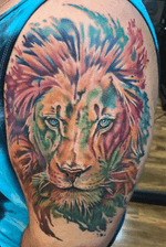 Watercolor lion portrait tattoo. 🦁