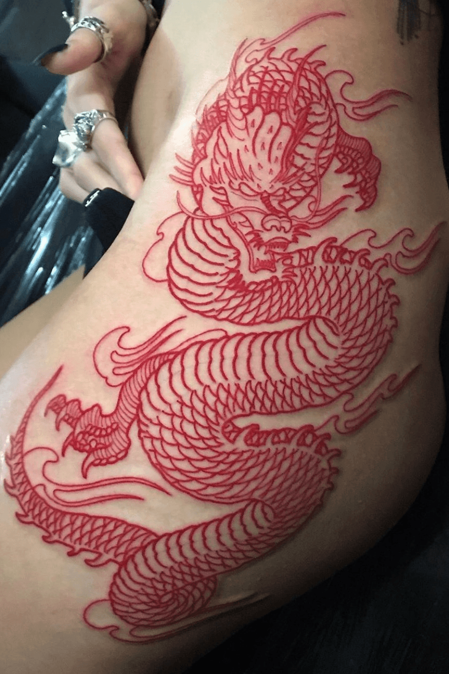 black and red dragon back tattooTikTok Search