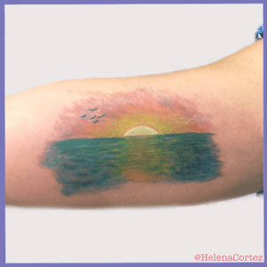 Watercolor sunset for Alvaro. #watercolor #sunset #painting #arm #riodejaneiro #TatuadorasDoBrasil #aquarela #pordosol #soltattoo #sun #sunrise 