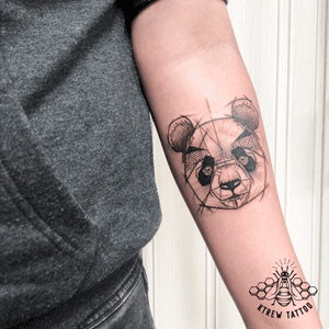 Panda Geometric Blackwork Tattoo by Kirstie Trew @ KTREW Tattoo • Birmingham, UK #geometric #blackwork #panda #linework #birminghamuk #tattoo