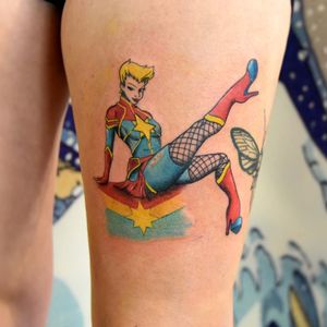 Captain marvel pinup girl tattoo - Fresh
