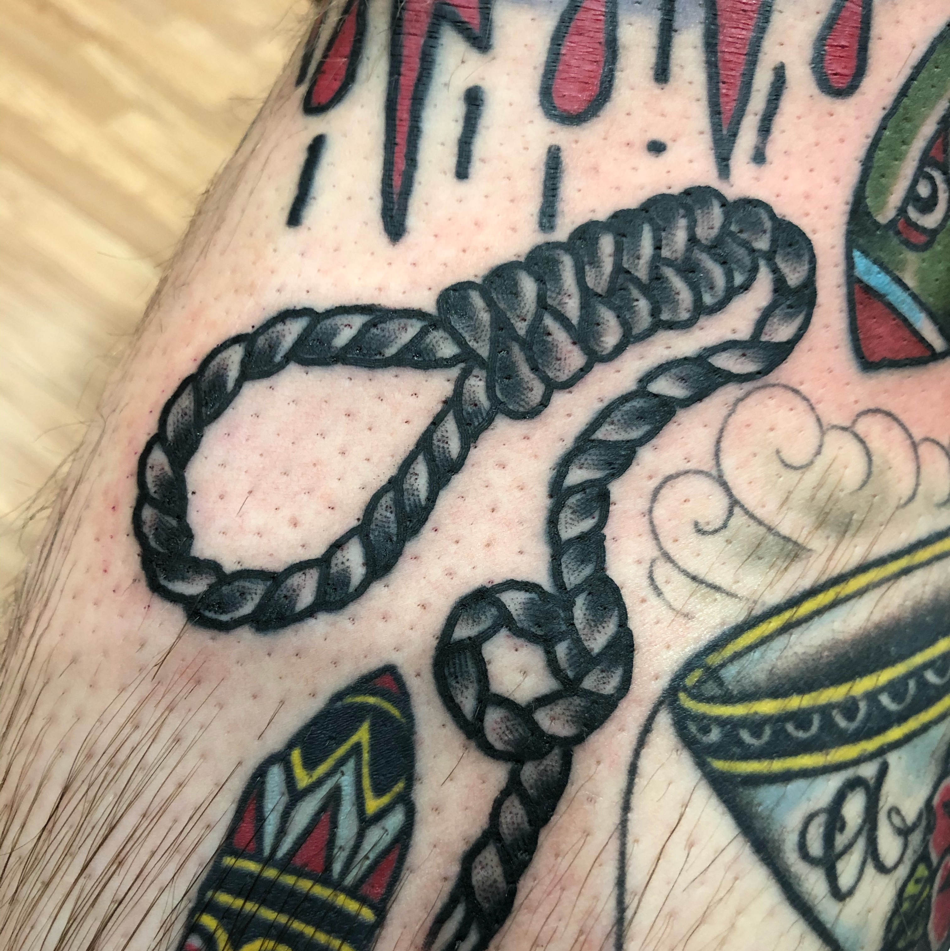 Noose on the elbow from our artist Wayne - Moon Light Tattoos | Facebook