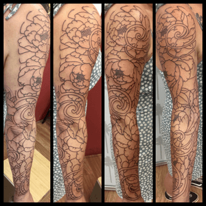 Japanese floral sleeve in progress..