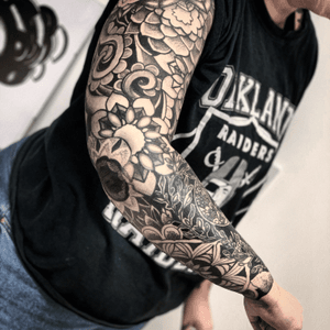Tattoo uploaded by Tattoodo • Floral leg sleeve tattoos by Dzo