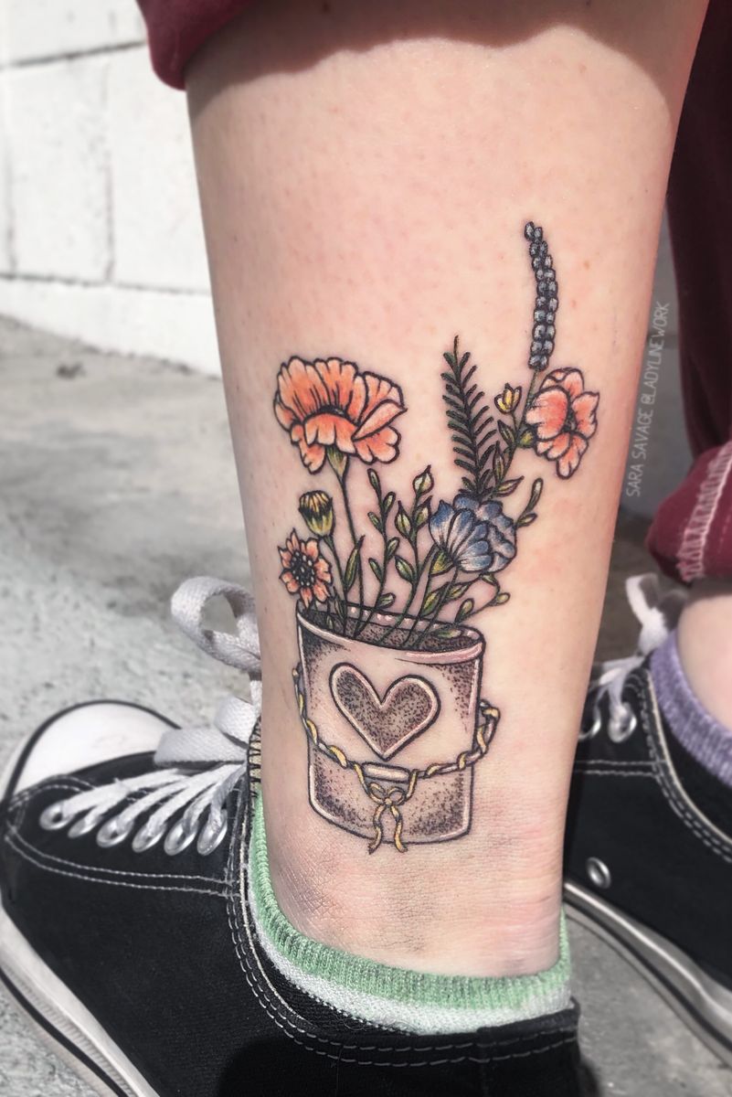 Tattoo uploaded by Sara Rose • Bucket of wild flowers • Tattoodo