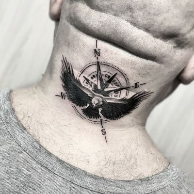 "Traveling Eagle" - Sometimes at 50 everything just starts. First tattoo for Vitaliy. Welcome to the tattooed family. ◾ #тату #орел #trigram #tattoo #eagle #inkedsense 