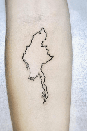 Myanmar map Tattoo by Big Star