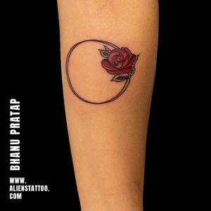Minimal Rose tattoo by Bhanu Pratap At Aliens Tattoo India.