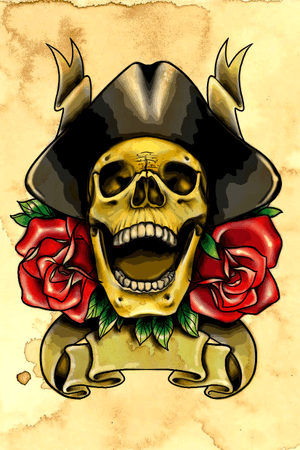 #skull #pirate #roses #neotraditional #flash 