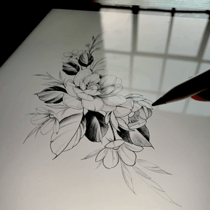 Available design.   #sketch #floral #floraltattoo #floraltattooideas #tattooideas #rose #roses #flower #flowertattoo 