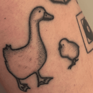 Friends chick & duck, Chandler and Joey. Done by Fabienne Demmer at Lucky Charm Tattoo, Nijkerk, Netherlands at January 3, 2020.