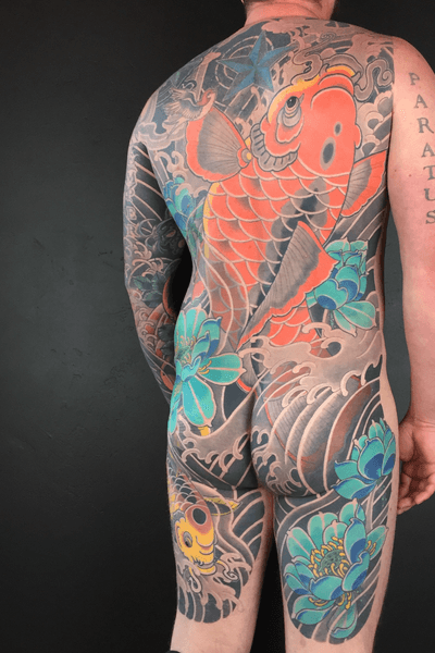 #koifish #backpiece #irezumi #japanese #lotus #bodysuit
